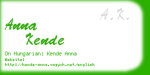 anna kende business card